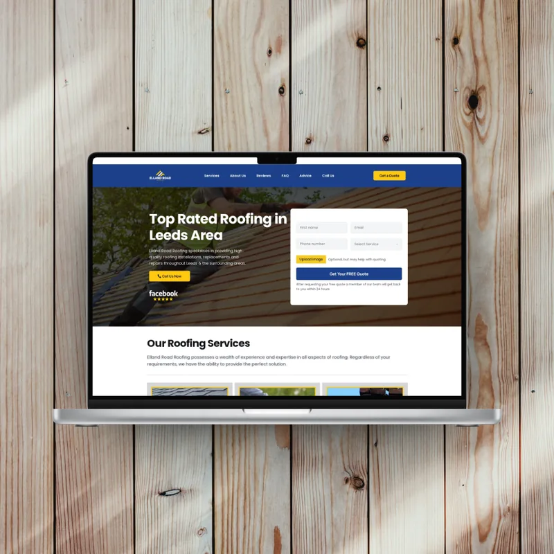 Elland Road Roofing website built by Swift7